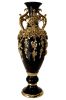 Black and Gold Floret Jeweled Stunning Vase 35 Inches Tall