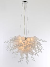 Frosted White Blown Glass Chandelier