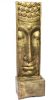 Long Face Buddha Fountain With Pump Glossy Gold Black