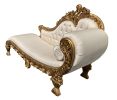 Gold Hand Carved Chaise with Cream Fabric