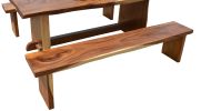 Suar Wood Table Set With 2 Benches (KIT)