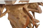 60 Inch Teak Root Console Table White Resin