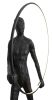 Modern Black Statue with Hoop