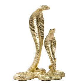 Raised Hood Golden Cobra Snakes Set of 2