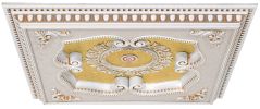 French White and Gold Square Chandelier Fan Ceiling Medallion