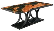 Golden Acrylic Rectangle Table with Iron Base