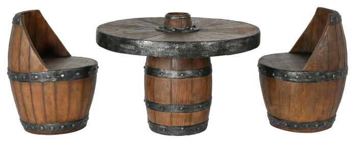 Barrel Table and Chair Set of 3