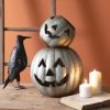 Set of Two Galvanized Pumpkin Luminaries