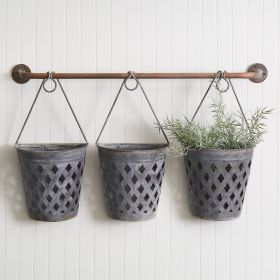 Half Round Open Weave Metal Wall Buckets