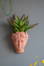 7x5.5x9" Visage Head Bust Planter, Brown - Home Wall Planter