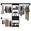 Manchester 250 Closet System, Five Open Shelves, One Drawer, Three Metal Rods -Black