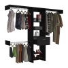 Manchester 250 Closet System, Five Open Shelves, One Drawer, Three Metal Rods -Black