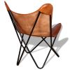 Butterfly Chair Brown Real Leather