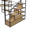 Full Size Metal Loft bed with Staircase, Built-in Desk and Shelves