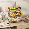 3 Tier Fruit Basket Bowl Farmhouse with Side hooks for Kitchen Countertop, Detachable Metal Bread Fruit Vegetable Storage Basket Stand Holder with Woo