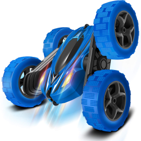 Rc Stunt Cars: Double Sided 360¬∞Flip Rotating 4WD Race Car Toy For Outdoor & Indoor Birthday Gift (Color: Blue)