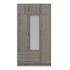 3-Door Mirror Wardrobe with 2 Drawers and Top Cabinet